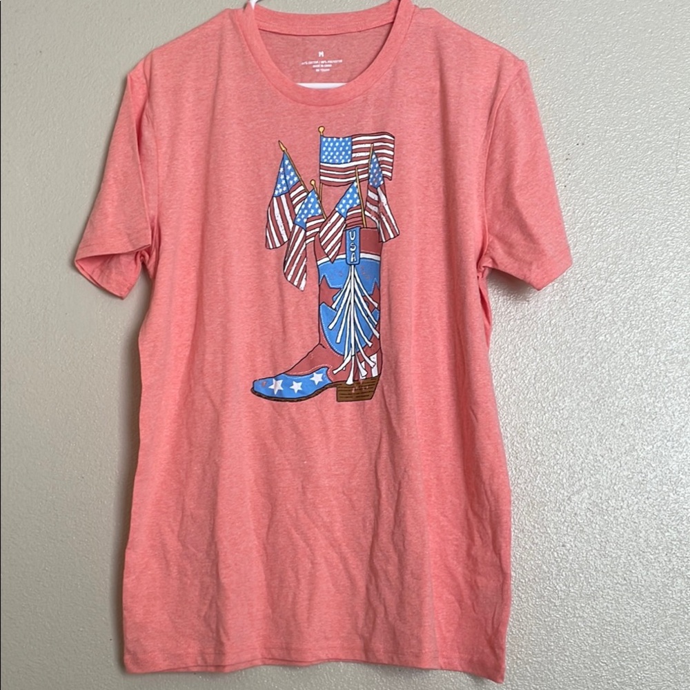 NWOT Patriotic‎ Peach Tee Shirt Size Medium